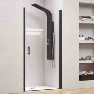 Karag Black Pivot Shower Door 6mm Clear Safety Glass 200H