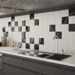 Πλακακια τοιχου κουζινας μαυρα ασπρα γυαλιστερα 3D 15χ15 Summit