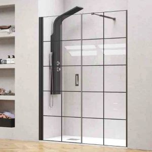 Luxury Black Grid Pivot Shower Door 6mm 200H Karag Nero 6 Porta