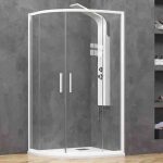 White Matt Quadrant Shower Enclosure 80x80 90x90 Karag EFE 200