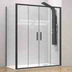 Black Rectangular Double Sliding Door Shower Enclosure 6mm Nanoskin 190H Karag EFE 600