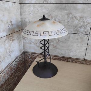 5487 Etrusco Vintage Καφέ Επιτραπέζιο Φωτιστικό Πορτατίφ με Καπέλο Μαίανδρο