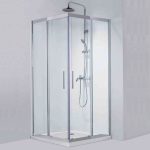 Rectangular Corner Entry Shower Enclosure 8mm Clear Safety Glass Nanoskin 190H Karag Inox 100
