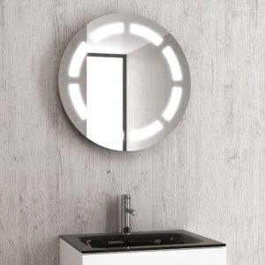 PIC010 Στρογγυλός Ανοξείδωτος Καθρέπτης Μπάνιου Ντουλάπι με Φωτισμό LED Φ63