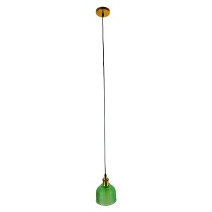 Κρεμαστο φωτιστικο πρασινο με αναγλυφο γυαλι καμπανα Ledking SEGRETO GREEN 01451