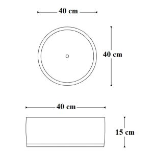 Στρογγυλός νιπτήρας μπάνιου corian λευκός ματ S19 Διαστάσεις