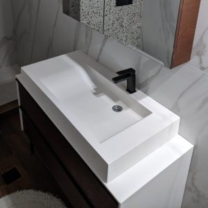 Corian νιπτήρες μπάνιου λευκοί ματ μεγάλοι 100χ50 Solid Surface S14