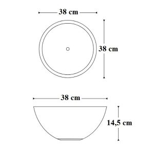 Στρογγυλοι νιπτηρες μπανιου corian επιτραπεζιοι ασπροι ματ Διαστασεις Solid Surface S16