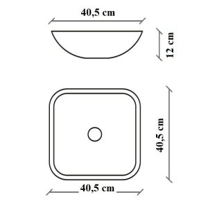 Diagram for S8 Solid Surface Square White Mat Corian Countertop Wash Basin 40,5x40,5