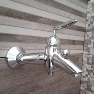 Lolli Pop Minimal Italian Chrome Wall Mounted Bath Shower Mixer with Kit