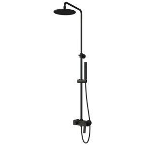 Black Matt Fixed Shower System Kit with Round Shower Head 20 Karag Andare