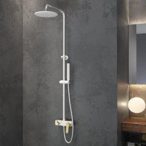 White Gold Fixed Shower Kit with Shower Head Ø20 Karag Andare WNW33R98PH-B