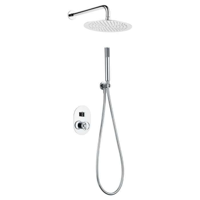 Modern Round Concealed Shower Mixer Set 2 Outlets Imex Olimpo GPC033 Chrome