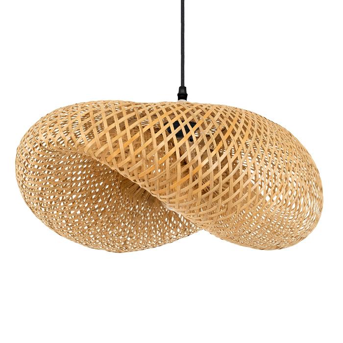 Rustic 1-Light Beige Bamboo Pendant Ceiling Light 00719 MEXICO