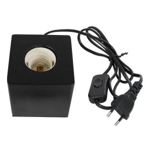 E27 bulb base from black wooden table lamp 99407 Cube Woodbox Globostar