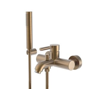 Italian Bronze Brushed Wall Mounted Bath Shower Mixer with Shower Kit 12019-221 New Tech La Torre