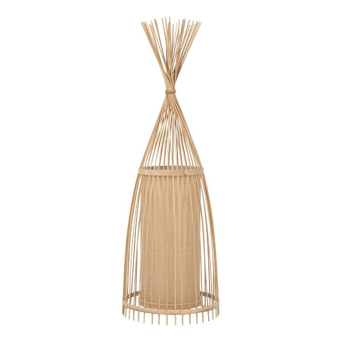Vintage 1-Light Beige Wooden Bamboo Decorative Floor Lamp 01753 Azores