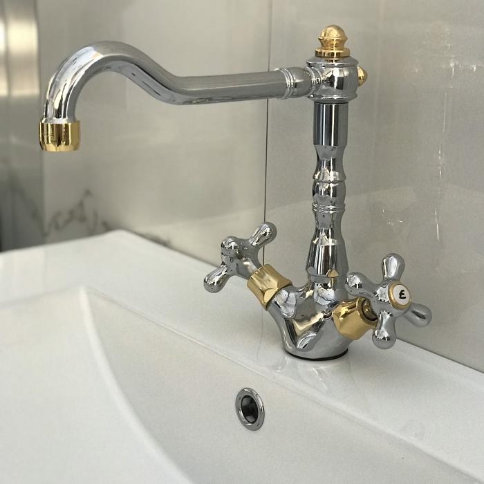 Vintage Italian Chrome Gold Crosshead Basin – Sink Mixer Tap 185CO Iris Paffoni