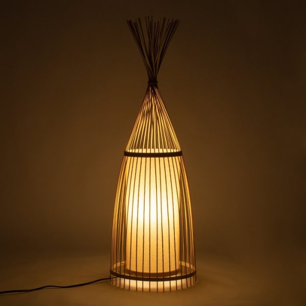 Boho 1-Light Beige Wooden Bamboo Decorative Floor Lamp 01753 Azores