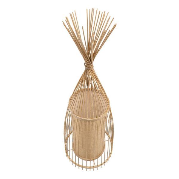 Decorative Wooden Bamboo Boho 1-Light Beige Floor Lamp 01753 Azores