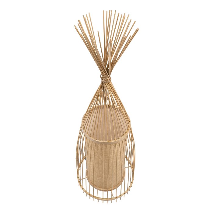 Boho 1-Light Beige Wooden Bamboo Decorative Floor Lamp 01753 Azores