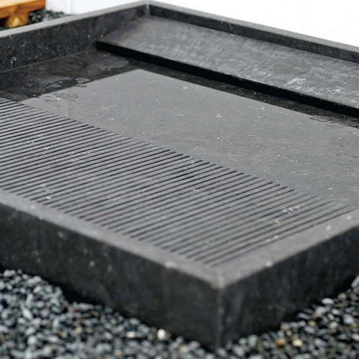 Black Anti-Slip Square Natural Stone Shower Tray 90×90 Springmist Bati Bali