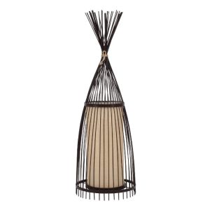 Boho 1-Light Brown Wooden Bamboo Decorative Floor Lamp 01754 Azores