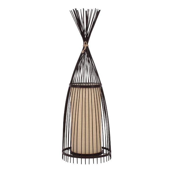 Vintage 1-Light Brown Wooden Bamboo Decorative Floor Lamp 01754 Azores