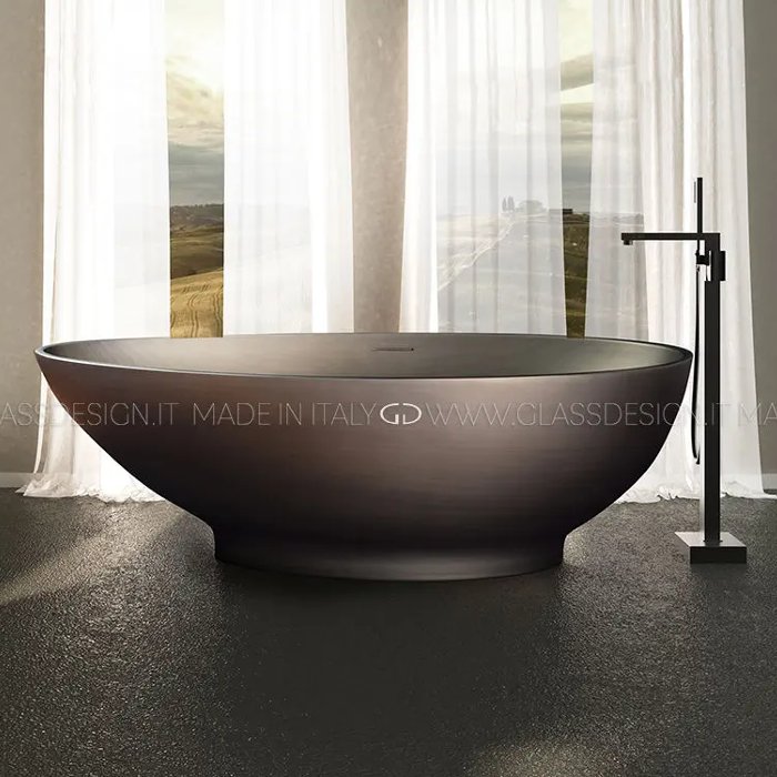 Luxury free standing bath tub oval old bronze 180×85 Kool Style Glass Design