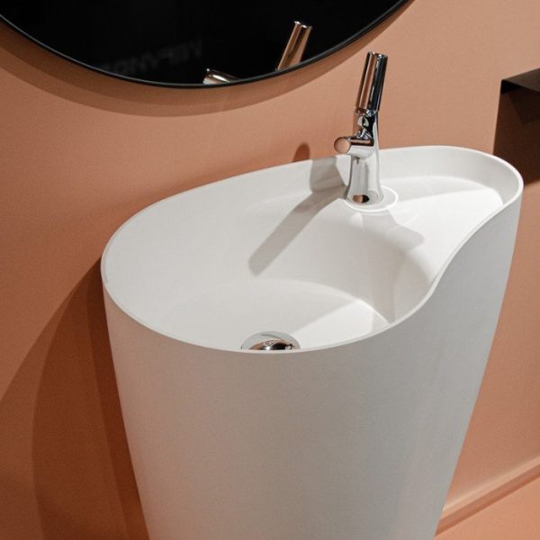 Ultra modern pedestal sinks with 1 tap hole Khorus white Glass Design