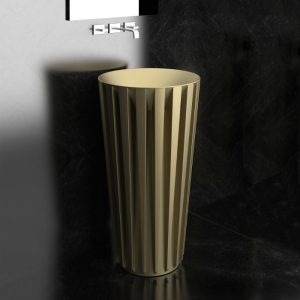 Ultra modern gold mat free standing pedestal wash basin round Ø49,5 Aquarama Glass Design