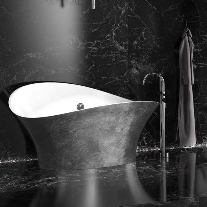 Luxury silver leaf freestanding bath tub Flower Style Glass Design