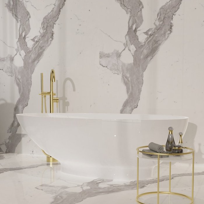 Luxury white glossy freestanding tub oval 180×85 Kool Style Glass Design