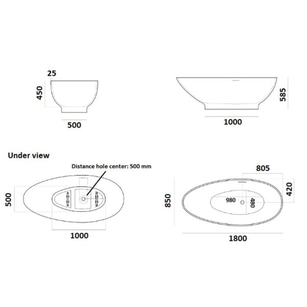 Luxury egg shaped free standing bath tub Glass Design Kool Style Dimensions
