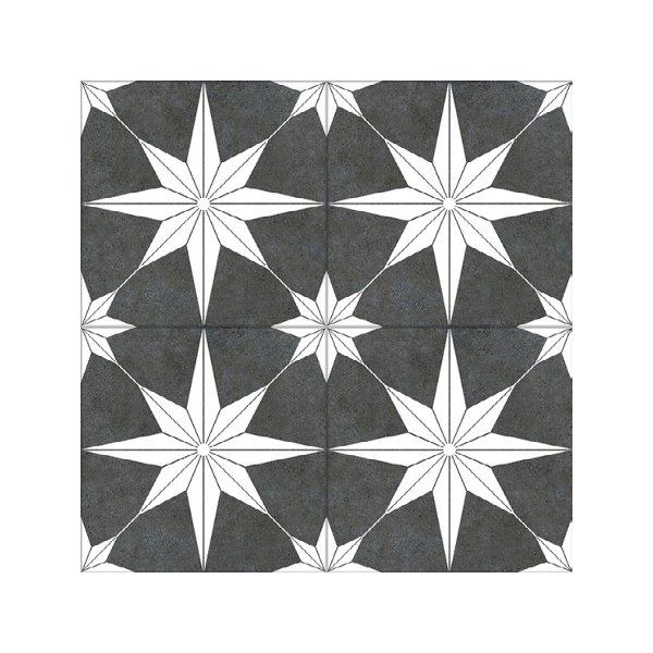 Vintage ασπρομαυρο πλακακι τυπου patchwork με διακοσμητικα σχεδια 45χ45 Stello Black