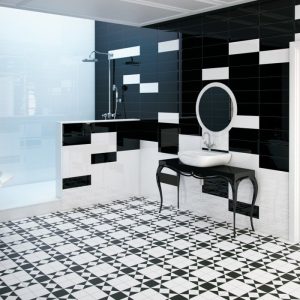 Vintage White Black Matt Patchwork Patterned Floor Porcelain Tile 33x33 HV-1 Peronda