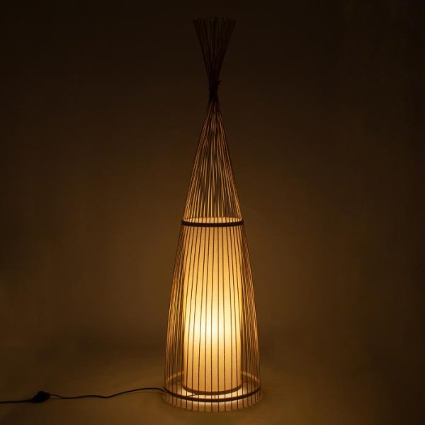 Decorative Vintage Wooden Bamboo Beige Floor Lamp 01755 Azores