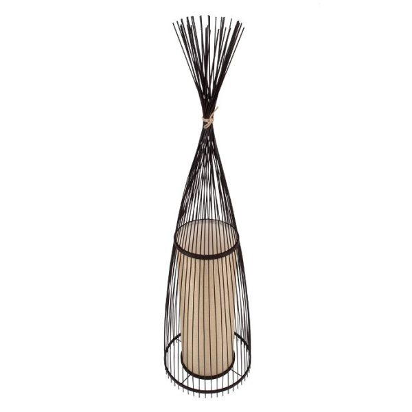 Wooden Bamboo Boho 1-Light Brown Decorative Floor Lamp 01756 Azores