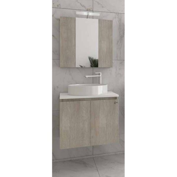 Cheap Wall Hung Beige Bathroom Furniture with Countertop Wash Basin Set 61x46 Drop Verona 60 Top
