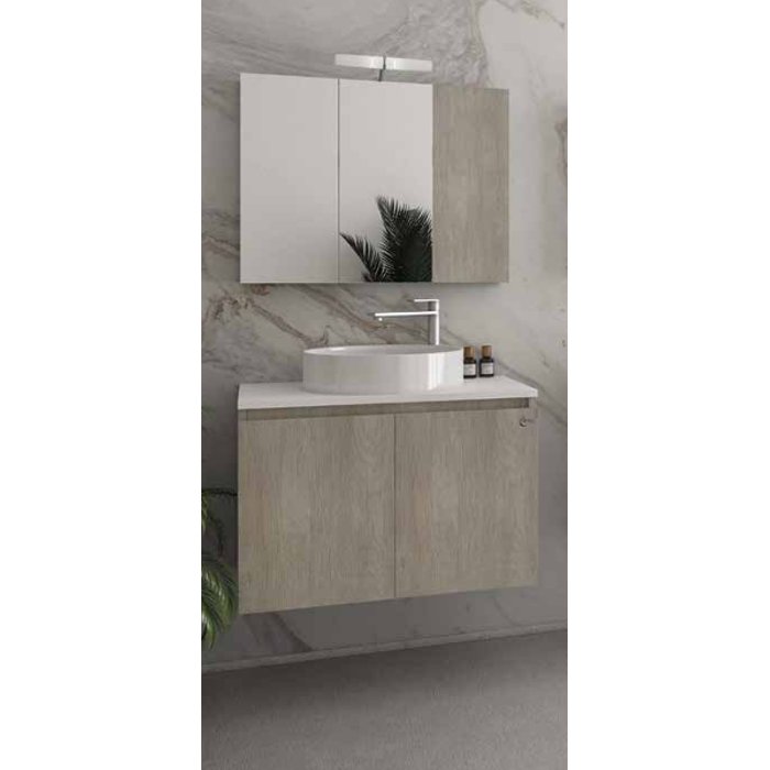 Modern Beige Wall Hung Bathroom Furniture with Countertop Wash Basin Set Drop Verona 75 Top
