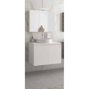 Moder White Wall Hung Bathroom Furniture with Countertop Wash Basin Set Verona 75 Top Drop