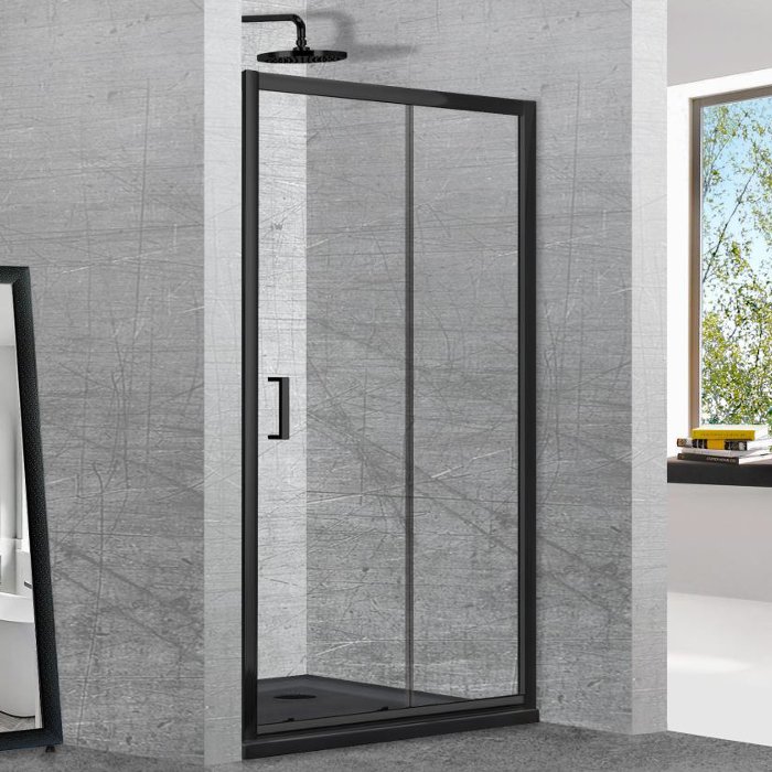 Modern black sliding shower enclosures safety glass 195 Height Clever 70 Plus