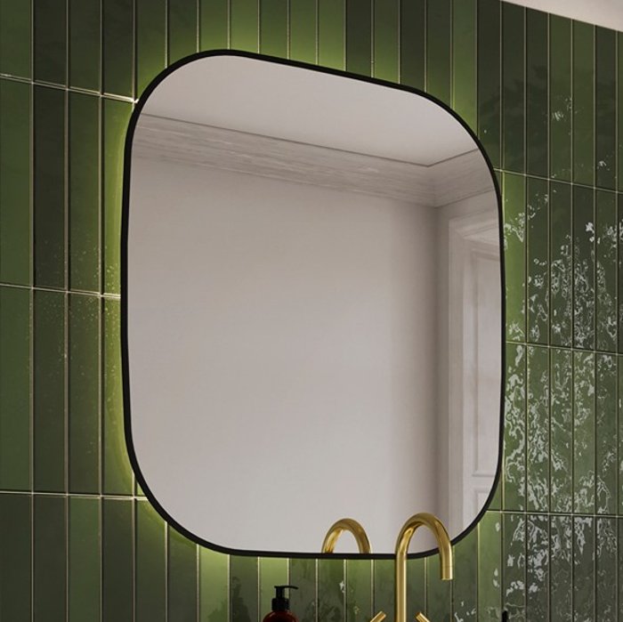 Modern LED Illuminated Bathroom Mirror with Black Frame 60×70 Sharon