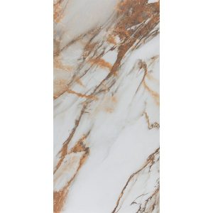 Large Size White Glossy Marble Effect Gres Porcelain Tile with Gold Veins 60x120 Arno Antic