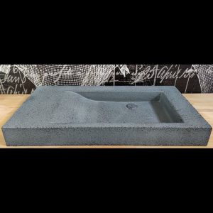 Grey Black Terazzo Effect Rectangular Corian Countertop Wash Basin 100x50 S14 Solid Surface