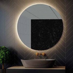Modern Large Round LED Illuminated Bathroom Mirror Sardes Karag