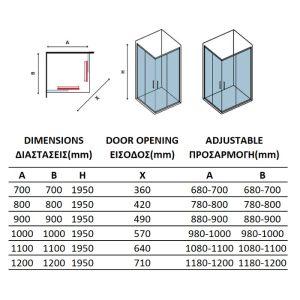 Modern Black Square Corner Entry Shower Enclosure 6mm Safety Glass 195H Clever 100 Black Plus Dimensions
