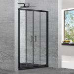 Modern Black Matt Double Sliding Shower Door 6mm Safety Glass Aquarelle Clever Black Plus