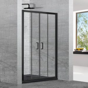 Modern Black Matt Double Sliding Shower Door 6mm Safety Glass Aquarelle Clever Black Plus