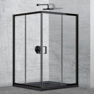 Modern Black Rectangular Corner Entry Shower Enclosure 6mm Safety Glass 195H Clever 100 Black Plus